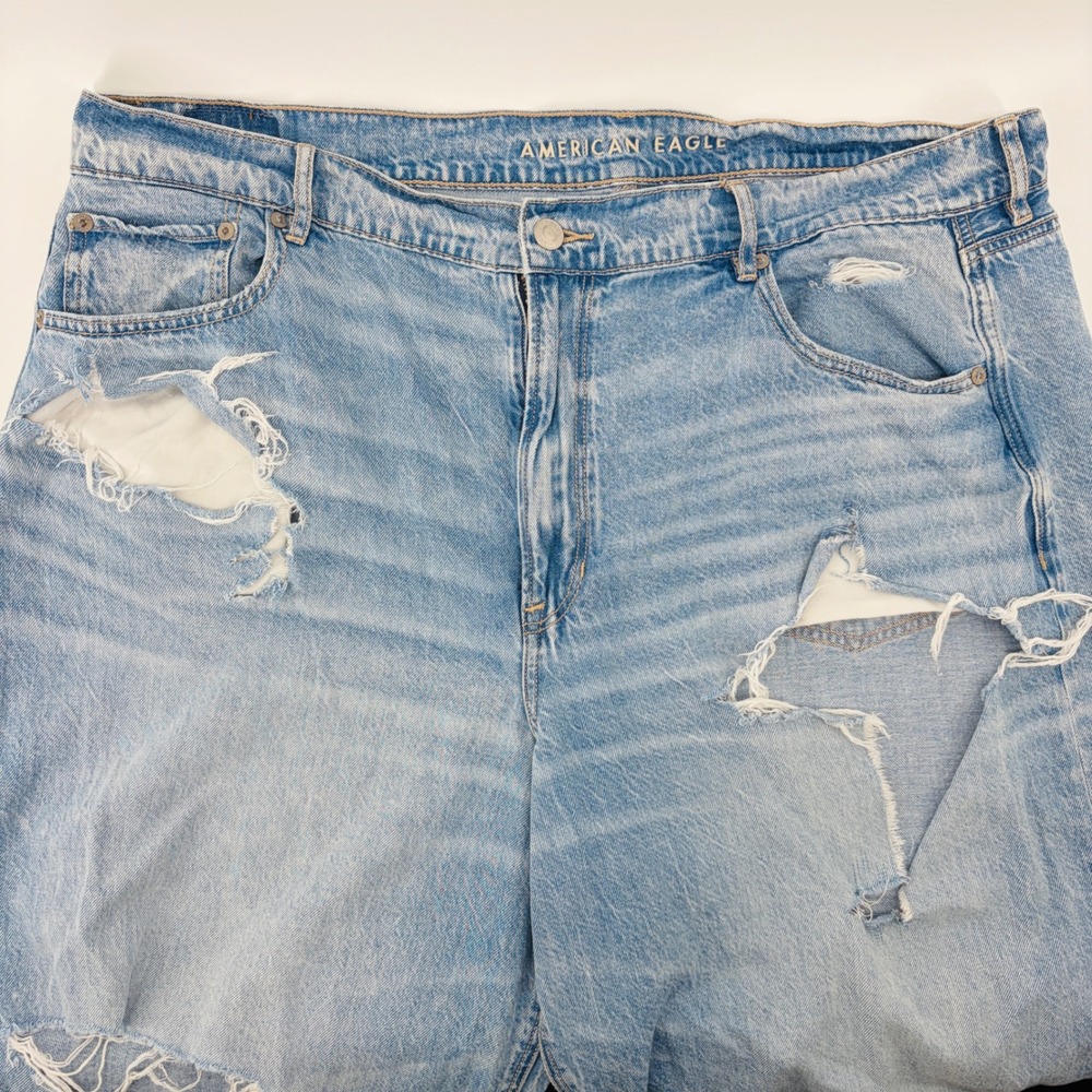 American Eagle Jeans Super High-Rise Size 18 Baggy Wide Leg Distressed